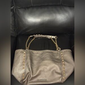 Montana West Pewter Shoulder Bag with Gold Accents
